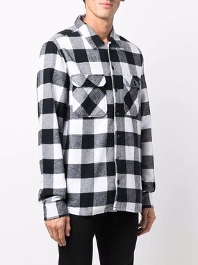 Dickies Black & White Checkered Plaid Button-Up Lined Overshirt